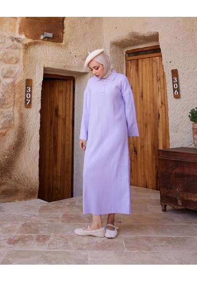 Olla Collection Nila Triko Elbise Lila