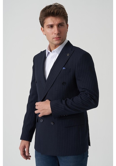 White Stone Amadora C4021 Slim Fit 6 Drop Kruvaze Ceket Desenli DESENLİ