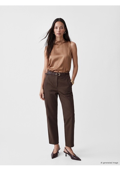 Lcwaıkıkı Classic Kahverengi Beli Kemerli Gabardin Kadın Pantolon