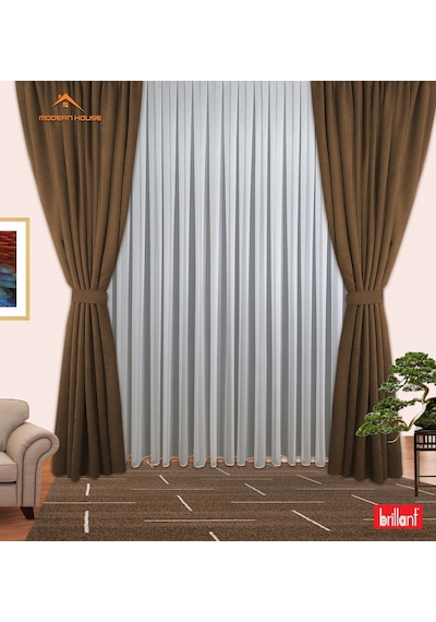 Brillant Marka Tül Perde Düz Etek Kurşunlu - Modern House - Brillant Marka Tül Perde Düz Etek Kurşunlu - Modern House -