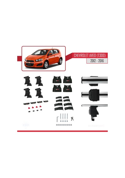 Chevrolet Aveo / Sonic T300 Hatchback 2012-2016 Arası İle Uyumlu Ace-4 Ara Atkı Tavan Barı Gri