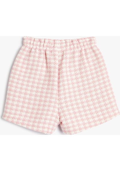 Koton Şort Cep Detaylı Beli Lastikli Pembe Ekose 4smg40036aw 4SMG40036AW2C7 Pembe