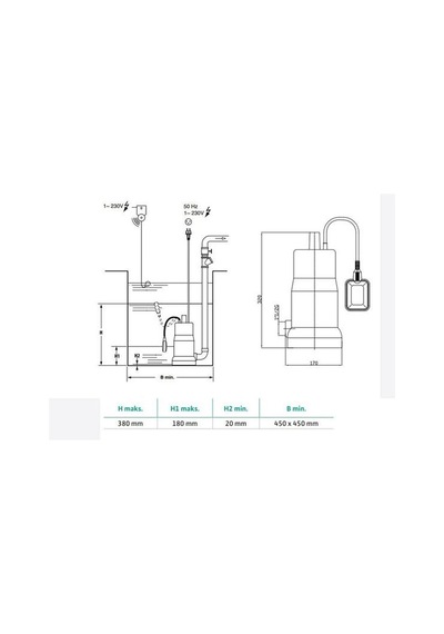 Wilo Drain 10.7 Az Kirli Su Drenaj Dalgıç Pompa 10 Mt. Kablolu Flatörlü 8 Mss 9 M³/h 220 Volt