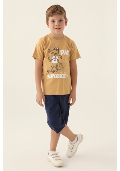 Rolypoly Super Dad Kahverengi Erkek Çocuk Kapri Takım 5274-42956 Kahverengi