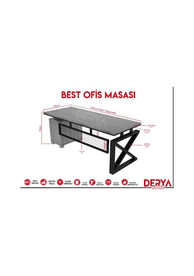 Best Doğal Ahşap Ofis Ve Çalışma Masası -çekmece Modüllü-210 85 76 Cm-açık Ceviz Açık Ceviz