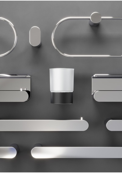 Line Bathroom Opal Tuvalet Fırçalık 129135 Buzlu Cam Krom Gri