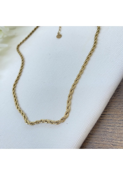 Burgu Kolye Orta Kalın Burma Zincir Yüksek Kalite 316 L Çelik Gold 40+5 Cm