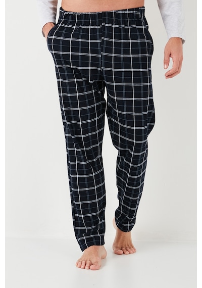 Buratti Ekoseli Pamuklu Beli Lastikli Regular Fit Uzun Kollu Erkek Pijama Takımı 6572003 Gri Melanj
