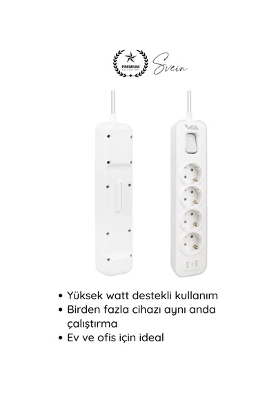 Uzatmakablo 4 Lü Akım Korumalı Priz 4000w 1.5 Metre Kablolu Çoklu Priz Aşırı Gerilim Korumalı 4 Sok Diğer