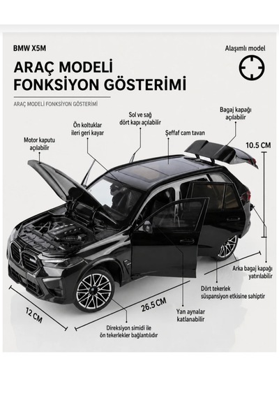Hmb 1:18 Bmw X5 M Competition Lci Brooklyn Grey Lisanslı Metal Model Araba