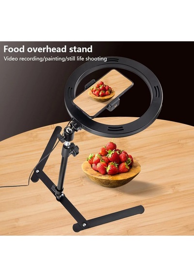 Tripod Ve Cep Telefonu Tutuculu, 10 İnç Led Halka Lamba, Kısılabilir Selfie Halka Lamba, 3 Aydınlatma Modu Ve 10 Parlaklık Kademesi, Tiktok, Canlı Yayın, Makyaj, Youtube İçin Siyah