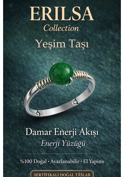 Sertifikalı Damar  Akışı Yüzüğü Yeşim Taşı Ayarlanabilir Çok Renkli