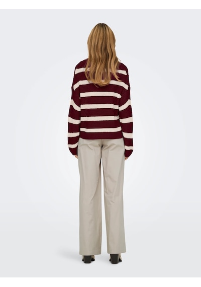 Jdy Jdyjusty L/s Stripe Pullover Kadın Kazak 15264902 Bordo