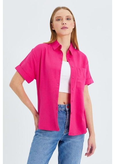 Hiccup Mıxray Cepli Kısa Kollu Gömlek Neon Pembe