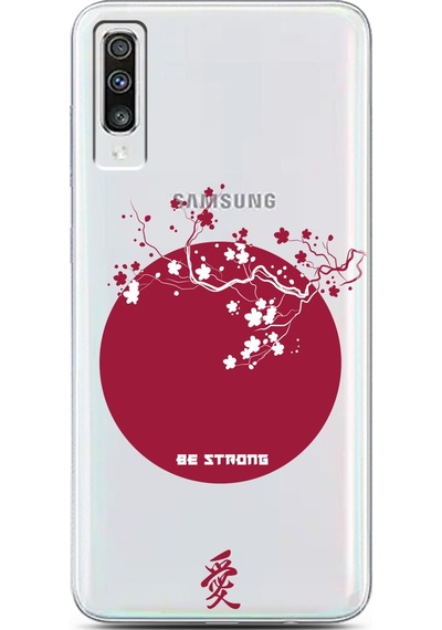 Samsung Uyumlu A70 Sakura Strong Tasarımlı Süper Şeffaf Telefon Kılıfı Çok Renkli