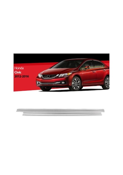 Honda Civic 2012-2016 Fb7 Krom Cam Çıtası 4 Kapı 4 Parça P.Çelik