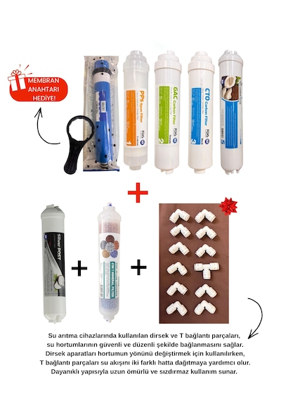 Su Arıtma Full Set Filtre + Membran Anahtarı & Dirsek
