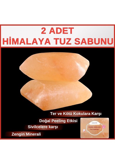 Hanzade Bitkisel Himalaya Tuz Sabunu 300-350 Gr X 2 Adet Zengin Mineralli Doğal Saf Pembe Himalaya Kaya Tuzu Sabunu Doğal Peeling Sku: Smg8690010421999 Acı Badem