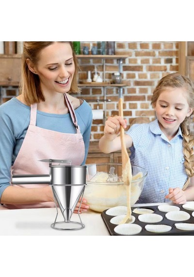 Paslanmaz Çelik Standlı El Mum Dökme Ve Pasta Jöle Dağıtıcı El Hunisi