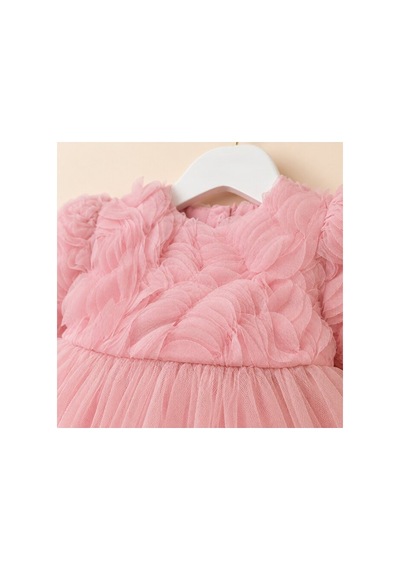 Ministok Pearl Rose Arkası Fiyonklu İnci Detaylı Kız Bebek Uzun Kollu Özel Pembe