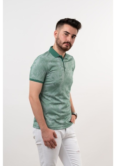Polo Yaka Slimfit Desenli Erkek T-Shirt