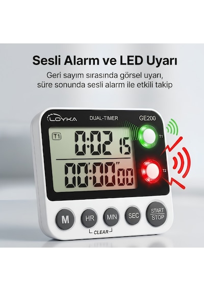 Loyka Ge200 Çift Ekranlı Dijital Zamanlayıcı Ve Kronometre