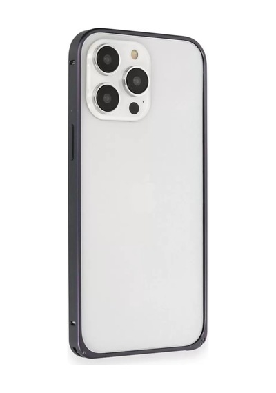 İphone 15 Pro Max Kılıf Metal Bumper Magneticsafe Kapak - Lacivert