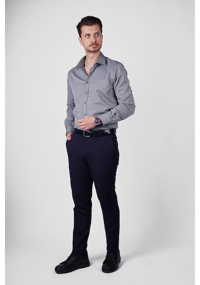 Taş Gri Slimfit Erkek Gömlek Taş