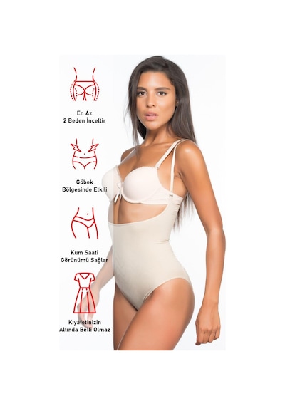 Ten Mı Emay 2073 Göğüsü Açık Desenli Body Korse Ten