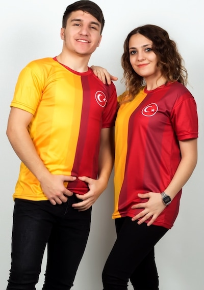 Çiftlere Özel Futbol Forması Sarı & Kırmızı 19 Kırmızı