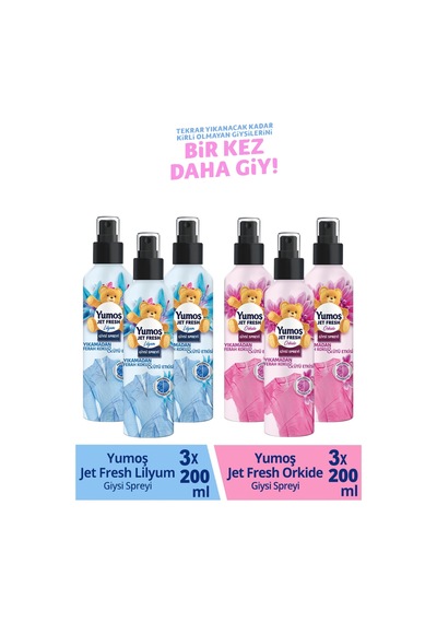 Yumoş Jet Fresh Sprey Lilyum 3 x 200 ML + Orkide 3 x 200 ML