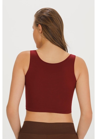 Sensu Kadın Kalın Askılı Crop Büstiyer - Crop130 Bordo Bordo