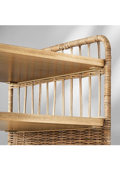 Yan Sehpa, Rattan, 37x53 Cm Tekerlekli