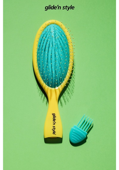 Glide'n Style Groom Islak ve Kuru Saç Açma Tarama Fırçası Sarı GS-240