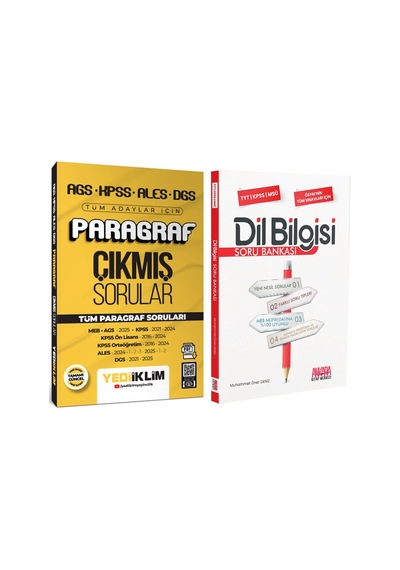 Yediiklim Ags Kpss Ales Dgs Tüm Adaylar İçin Paragraf Çıkmış Sorular Ve Akm Dil Bilgisi Soru Bankası Seti 2 Kitap