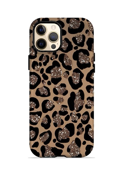 Velvoria Valestra Simli Leopar Apple iPhone Uyumlu 12 Pro Max Darbe Korumalı Kılıf Valestra Select - Simli Leopar