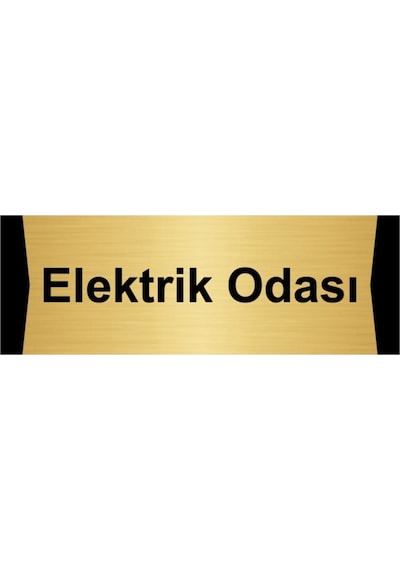 Elektrik Odası 10x20cm Altın Renk Metal Yönlendirme Levhası