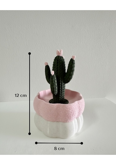 Elana Design Kaktüs Tasarımlı Takı Kutusu Yüzük, Bileklik Ve Kolye Düzenleyici Dekoratif Saklama Kutusu Mermer-pembe