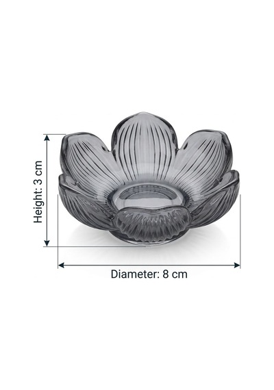 6'lı Füme Cam Çiçek Formlu Lokumluk & Sosluk / Reçellik Seti 8x3 Cm