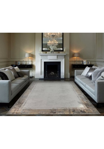 Hoom Rugs Bomonti Mhl 03 Cream Antrasit Viskon & Akrilik Modern Salon Halısı Krem - Antrasit