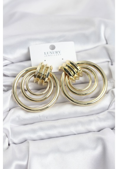 Clariss Pirinç Gold Renk Halka Model Vintage Kadın Küpe Çok renkli