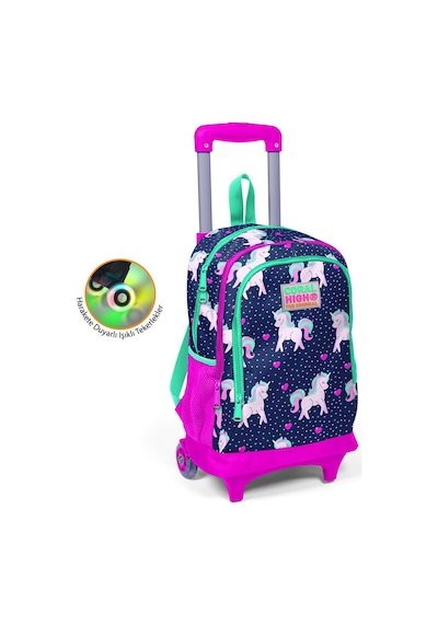 Coral High Kids Lacivert Pembe Unicorn Desenli Üç Bölmeli Işıklı