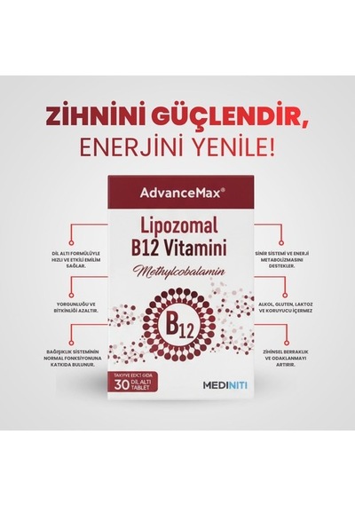 Advancemax Lipozomal B12 30 Dilaltı Tablet