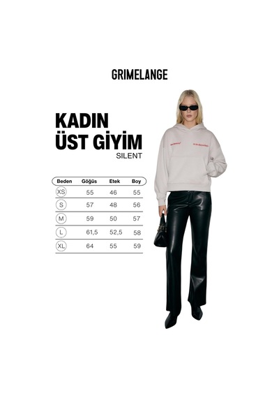 Grımelange Sılent Kadın Kapüşonlu Organik Pamuklu İçi Polarlı Kangru Cepli Baskılı Nakışlı Açık Lila Açık Lila