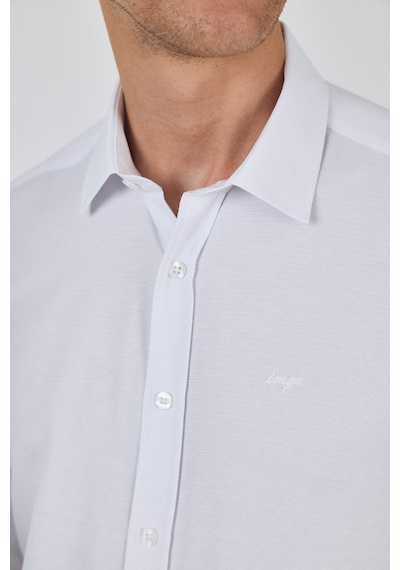 İmza Uzun Kol Desenli Armürlü Sert Yaka Cepsiz Pamuklu Classic Slim Fit Gömlek 1004250191 Beyaz İmza Uzun Kol Desenli Armürlü Sert Yaka Cepsiz Pamuklu Classic Slim Fit Gömlek 1004250191 Beyaz