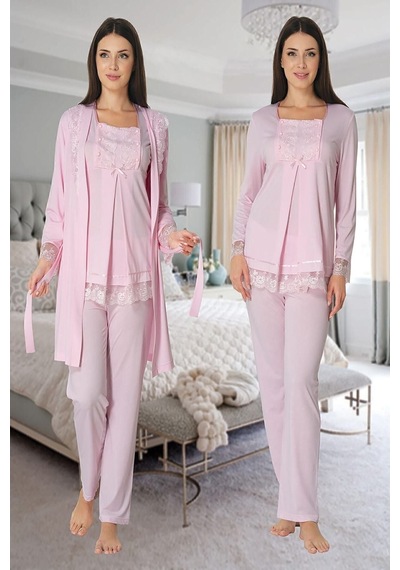 Effortt Lohusa Pijama Ve Sabahlık Takım 3044 Pembe