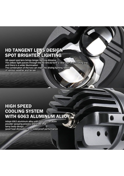 1 Adet Motosiklet Atv Utv Scooter Led Sis Farı Metal Kasa Yüksek Güçlü Delici Beyaz Sarı Çift Renk