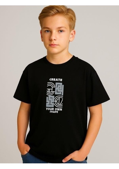 Nk Kids Erkek Çocuk Create Yazılı Pamuklu T-shirt-16026 SIYAH