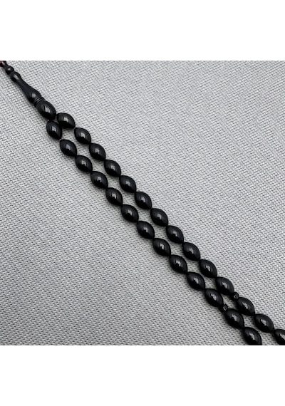 Usta İşçilikli 6.5x10mm Siyah Sıkma Kehribar Tespih Siyah