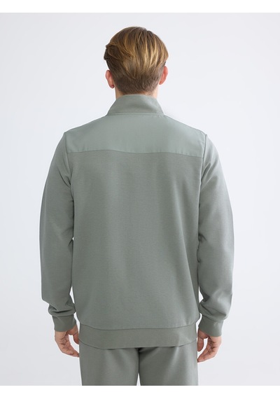 Lcwaıkıkı Classic Haki Dik Yaka Erkek Fermuarlı Sweatshirt